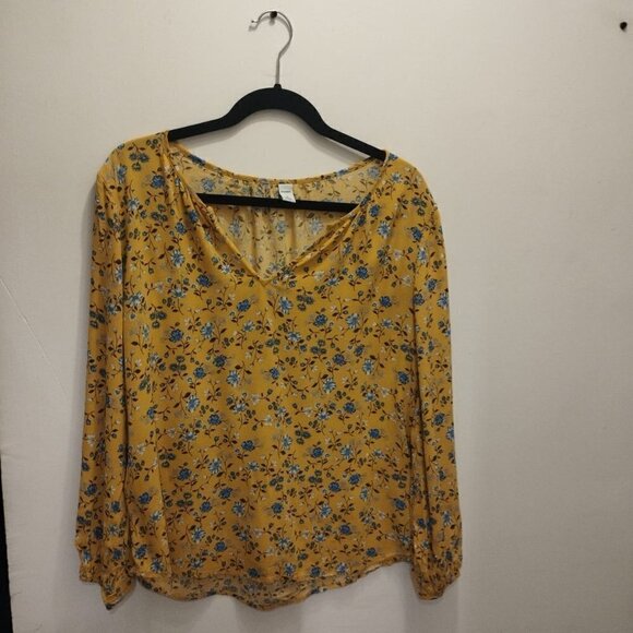 Old Navy yellow and blue floral blouse - Picture 1 of 5